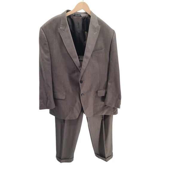 Sean John Men's VTG Brown/grey suit 48R Formal Wedding Pleated pants - Picture 1 of 9